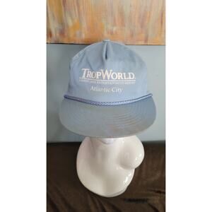 Vintage TropWorld Atlantic City Casino Rope Snapback Hat 90s Resort Cap Blue